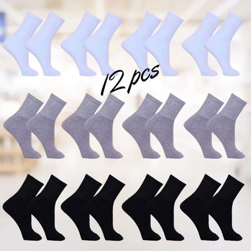 Kit 12 Pares Meia Adulto Masculina Esportiva Cano Alto Algodão – Part.B
