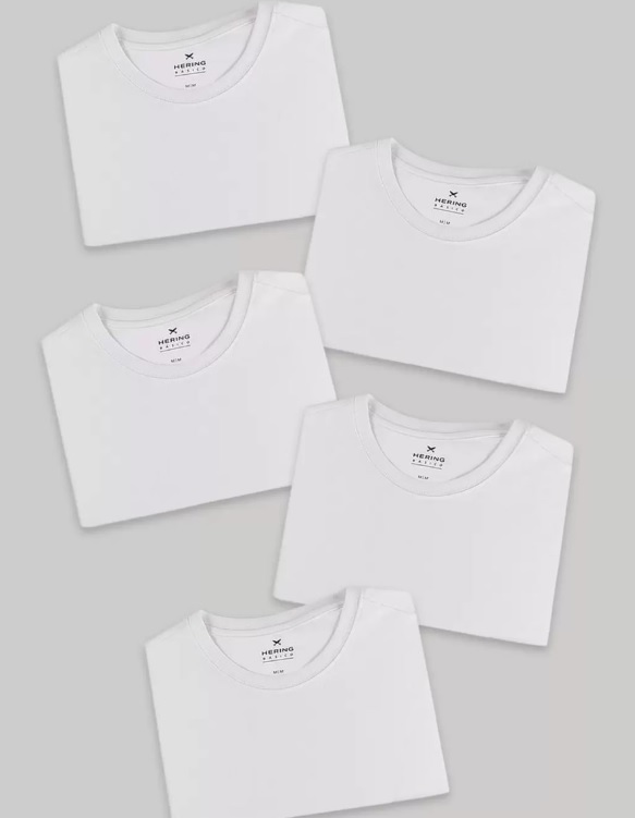 Kit 5 Camisetas Masculinas Básicas Slim – Hering