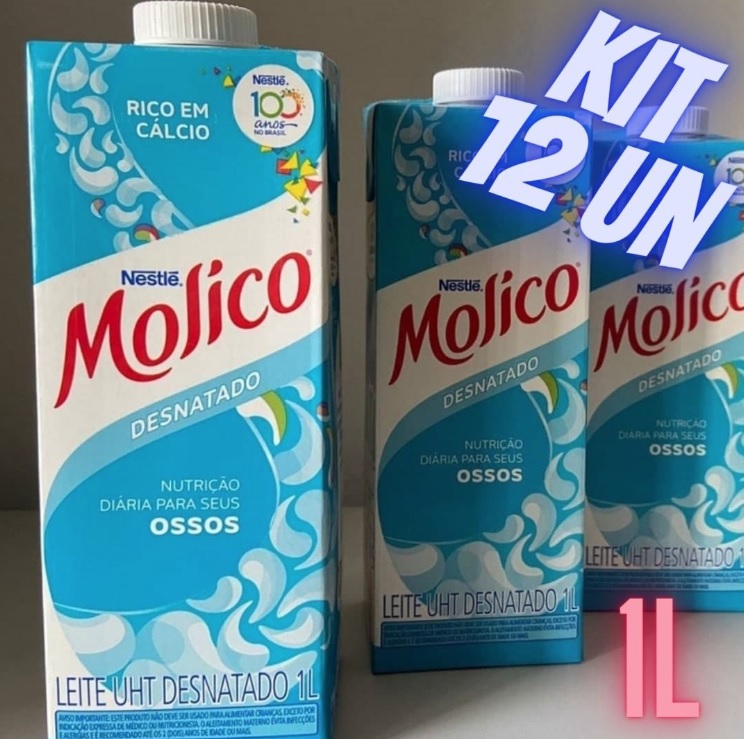 Kit Leite Desnatado Molico 1L 12 Unidades