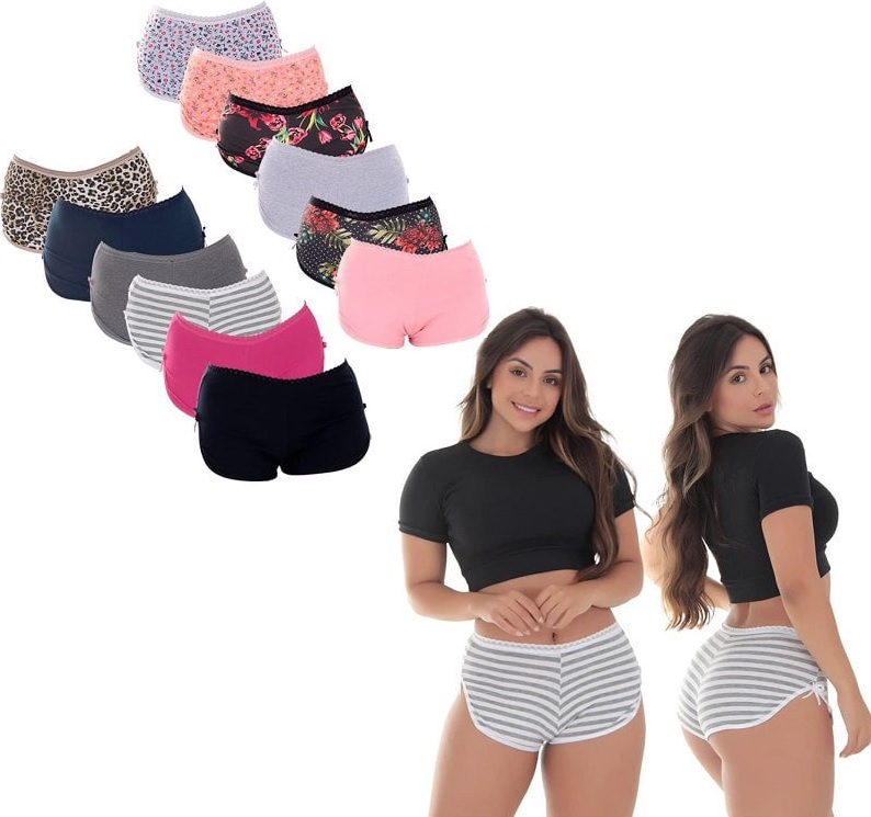 Kit com 10 Shortinhos Bombom Algodão Penteado