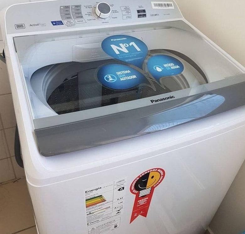 Lavadora de Roupas Panasonic NA-F120B1WA – 12Kg Cesto Inox 8 Programas de Lavagem Branca