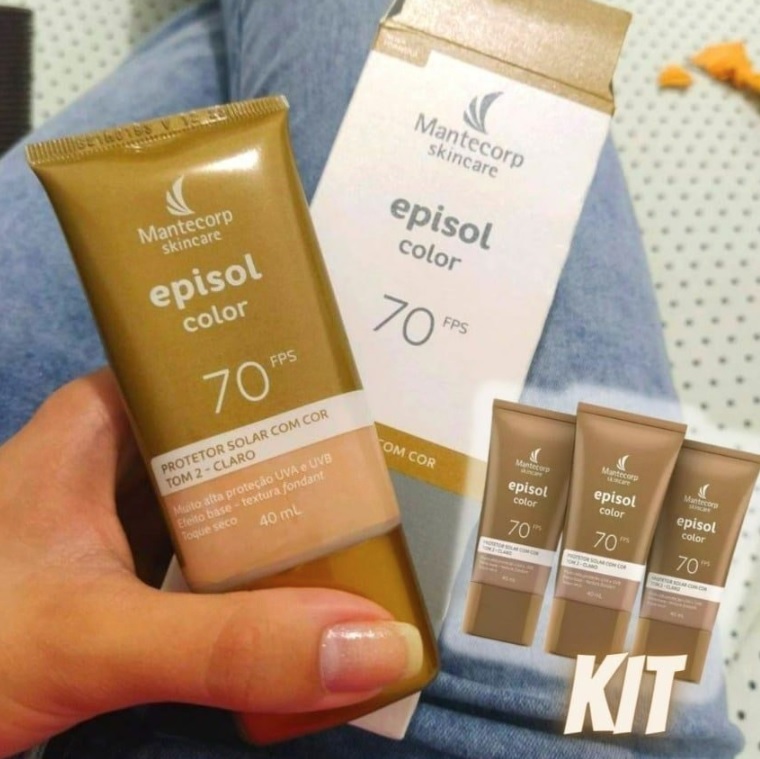 Mantecorp Skincare Episol Kit com 3 Unidades Protetor Solar com Cor FPS70 Clara 40ml