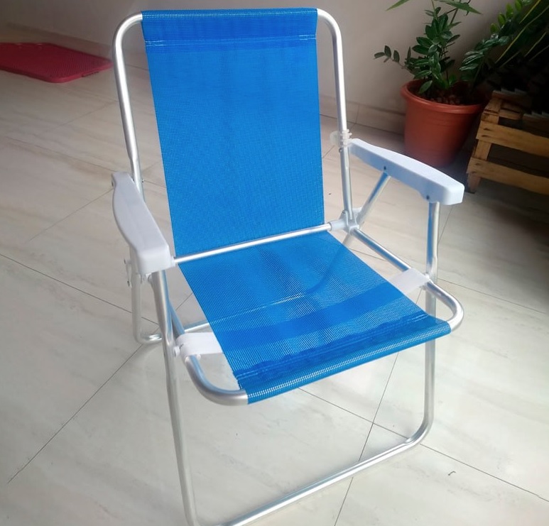 Cadeira Alta Alumínio Azul Mor