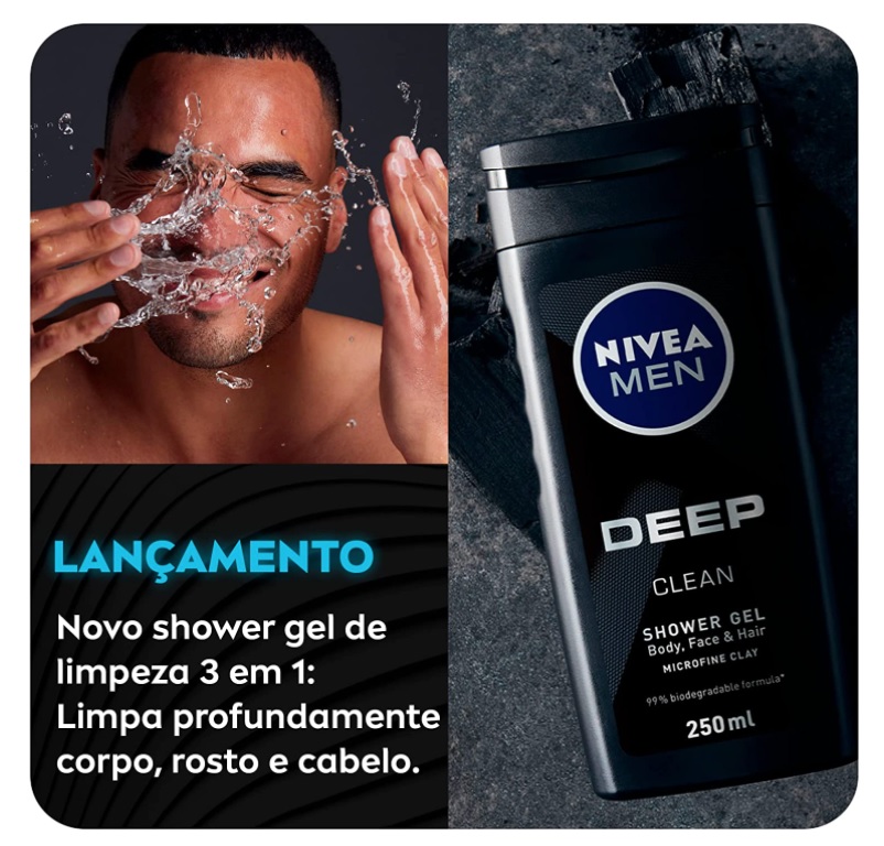 NIVEA Men Deep Shower Gel 3 em 1 250ml