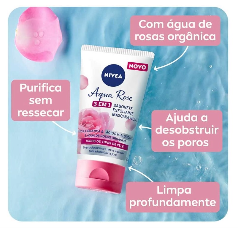 NIVEA Sabonete Facial 3 em 1 Aqua Rose 150ml