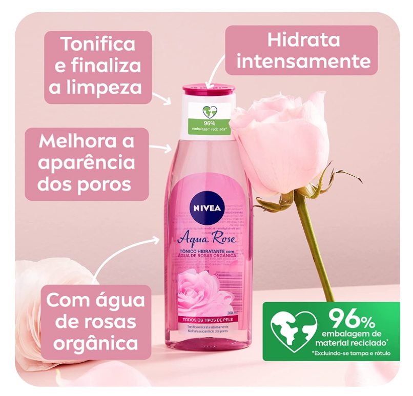 NIVEA Tônico Hidratante Facial Aqua Rose 200ml