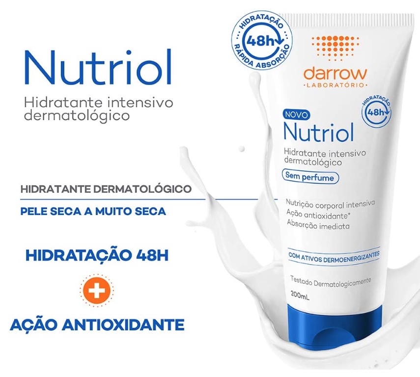 Nutriol Hidratante Intensivo Dermatológico. sem perfume, Darrow – 200ml