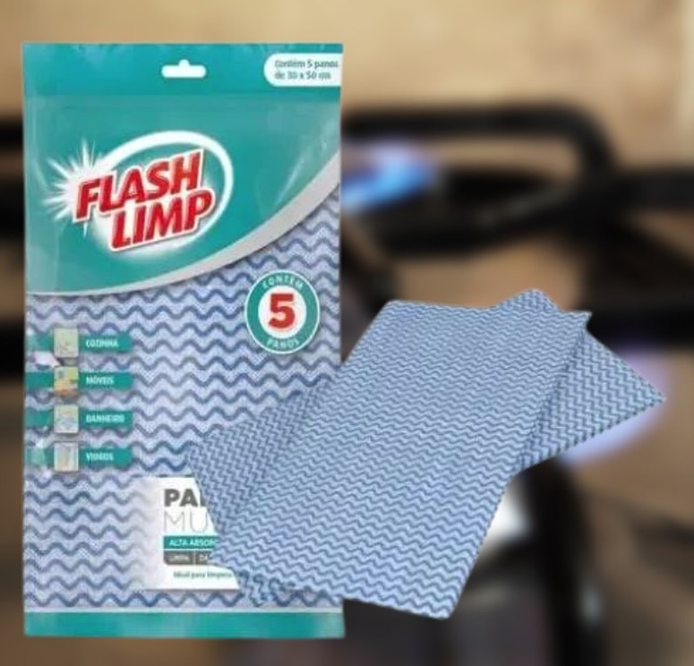 Pano Multiuso 5 Peças, Flash Limp, Azul