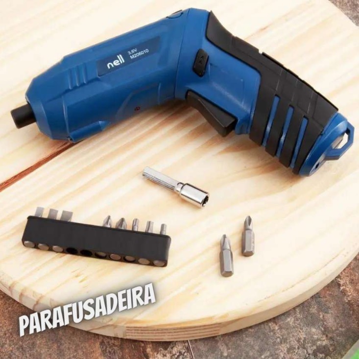 Parafusadeira Nell a Bateria 3.6V 1/4” 250RPM – 12 Peças M206010