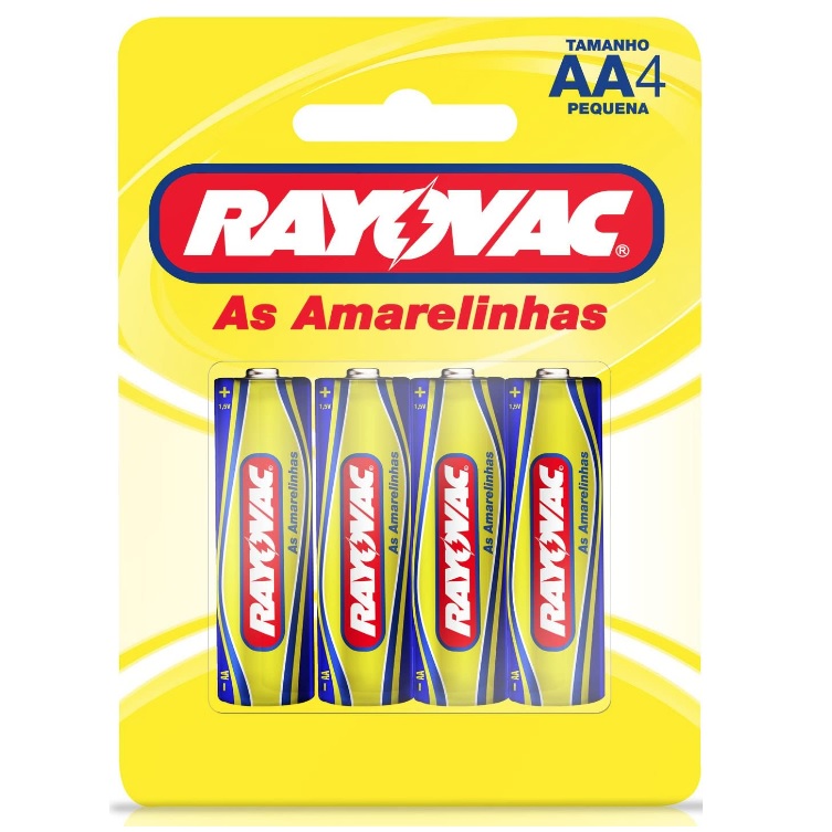 Pilha, RAYOVAC, Pilha Zinco ou Comum as Amarelinhas 10842, Amarelo, AA, Pequena