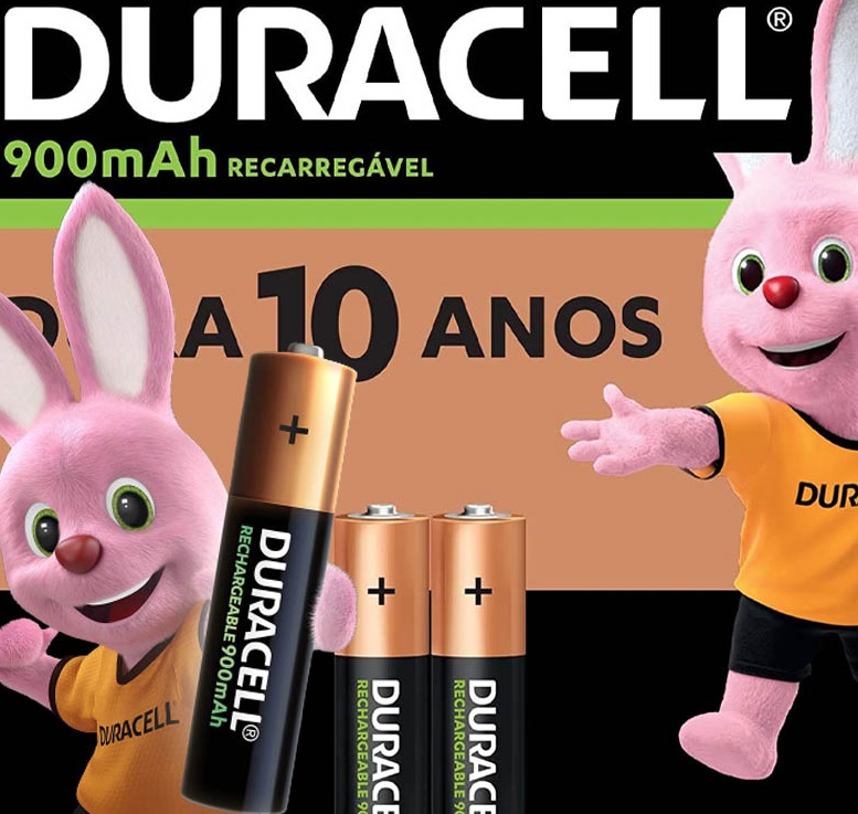 Pilha Recarregável AAA Palito DURACELL Com 2 Unidades