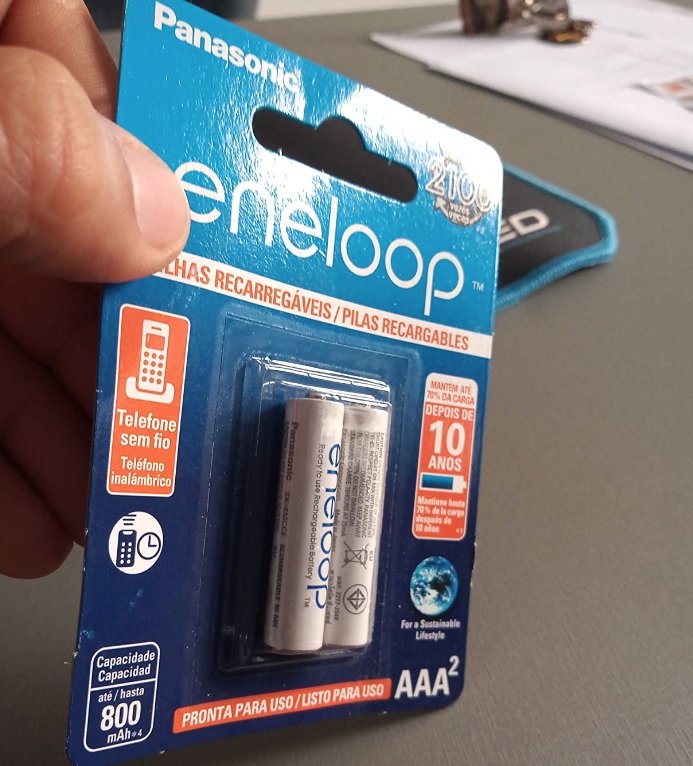 Pilha Recarregável Eneloop AAA (Palito) BK-4MCCE/2BB, Panasonic, Cartela com 2 unidades