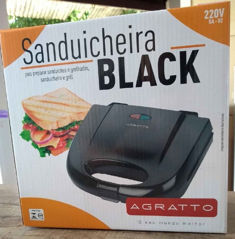 Agratto, Sanduicheira Black SA 02 220V 750W, 4183, Preto