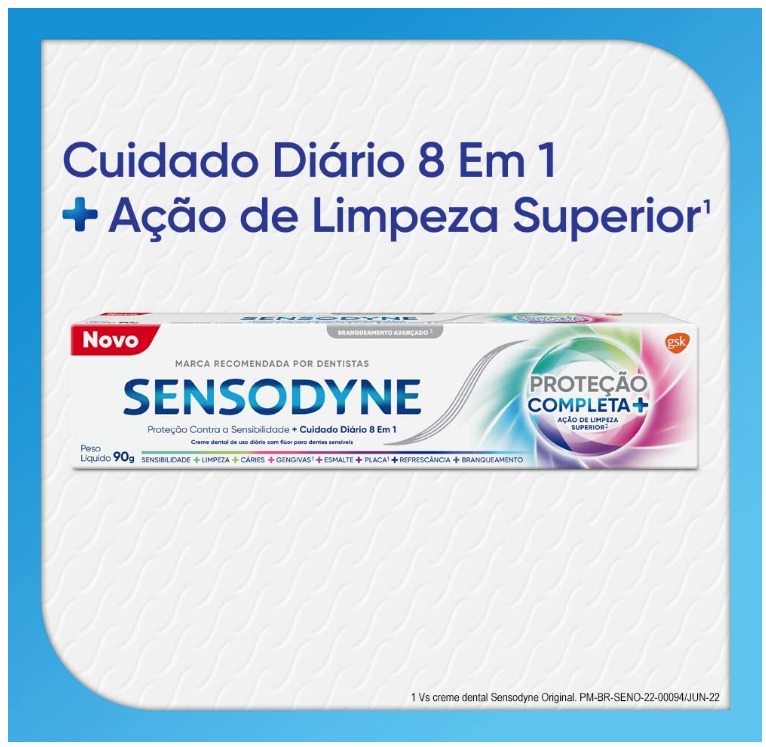 Sensodyne Protecao Completa+ Crème Dental para Gengivite e Dentes Sensiveis, 90g