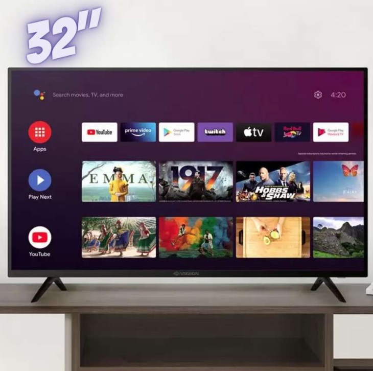 Smart TV 32” HD D-LED Rig Vizzion BR32D1SA – IPS Wi-Fi 2 HDMI 2 USB
