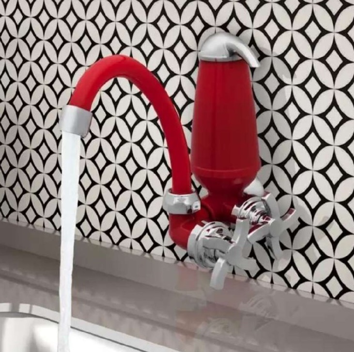 Torneira com Filtro para Cozinha Acquabios – de Parede Color Acqua E05 Vermelha