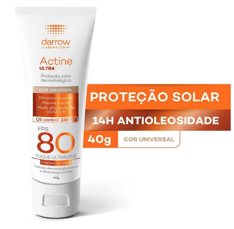 Actine Darrow – Protetor Solar Ultra FPS80 – Cor Universal, Cor: Branco