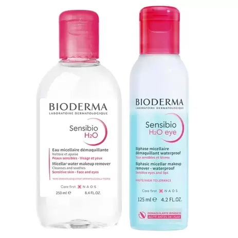 Bioderma Kit Água Micelar Bifásica para Olhos e Lábios Sensibio H2O Eye 125ml + Água Micelar Calmante Sensibio H2O Solution Micellaire 250ml