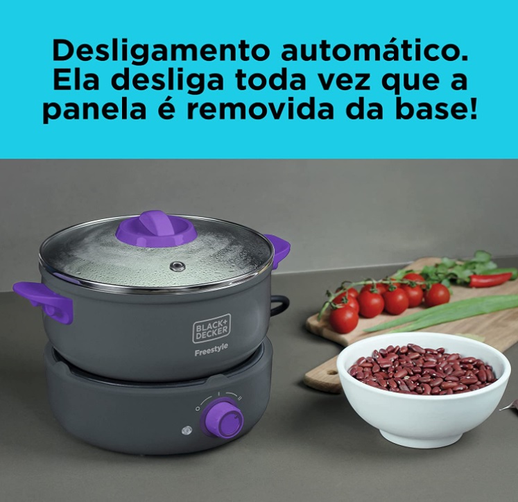 Black+Decker Panela elétrica com cooktop com deligamento automático 700W 127V PC700-BR