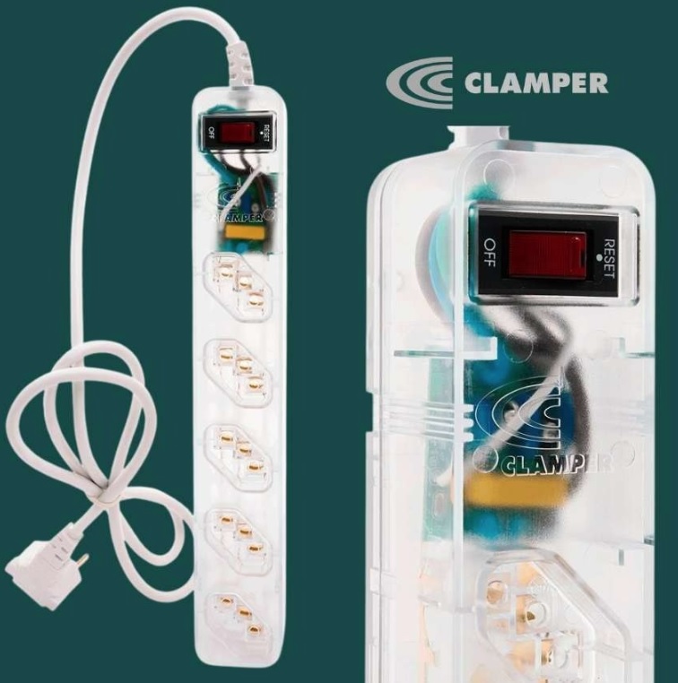 iClamper Energia 5 Tomadas – Filtro de Linha + DPS – Transparente