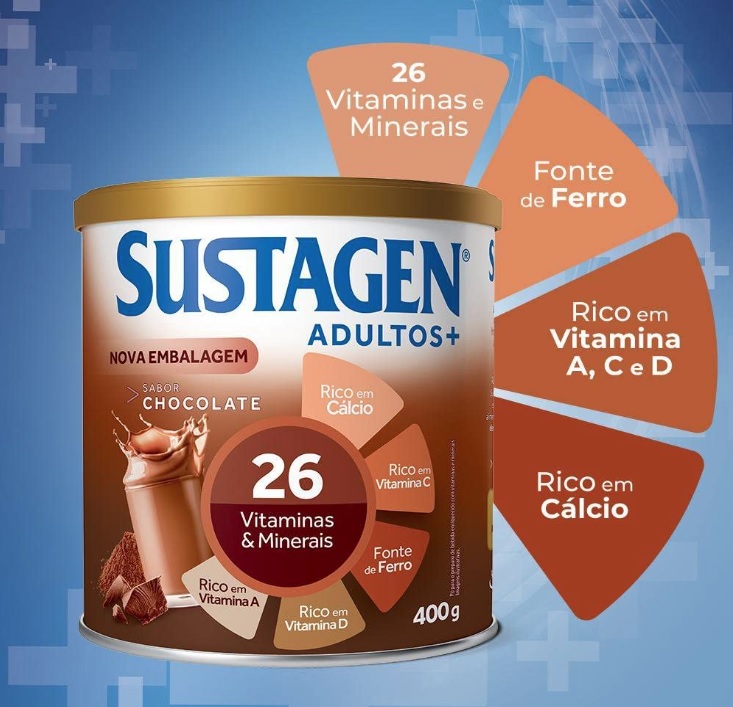 Complemento Alimentar Sustagen Adultos+ Sabor Chocolate – Lata 400g