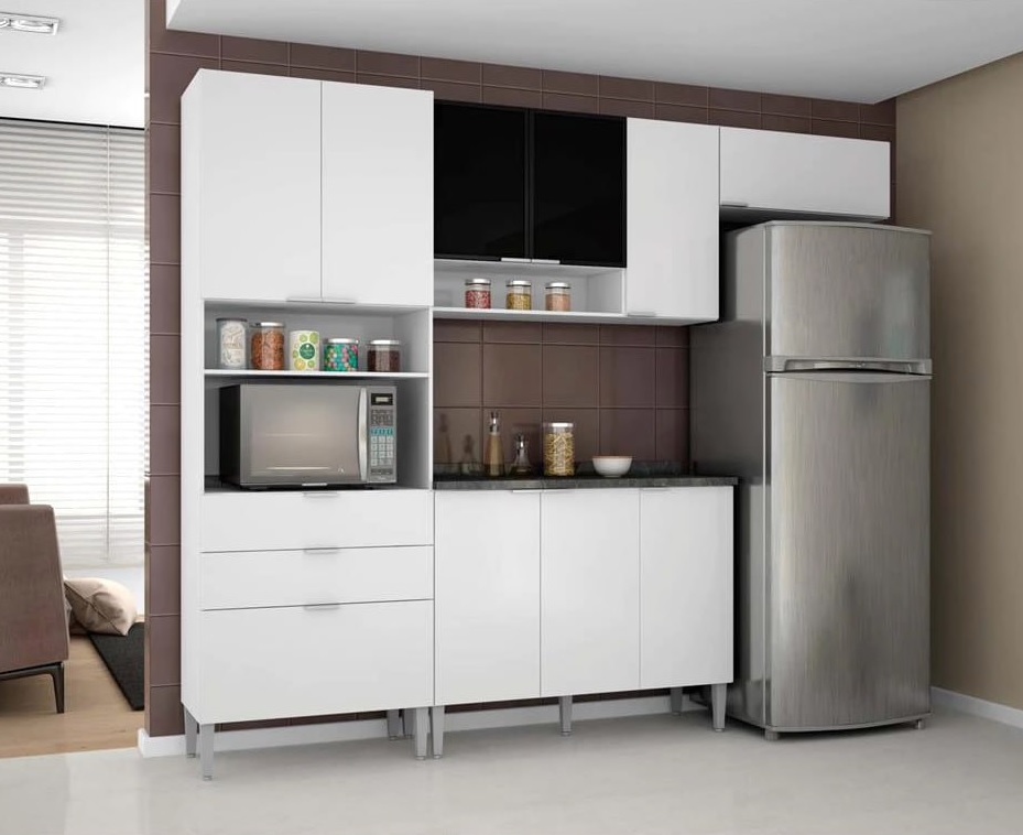 Cozinha Completa Bartira Turmalina com 9 Portas, 3 Gavetas e 1 Balcão – 246,2cm de largura