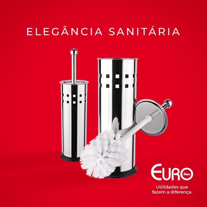 Escova Sanitária com suporte em aço inox, BAN6682, Euro Home
