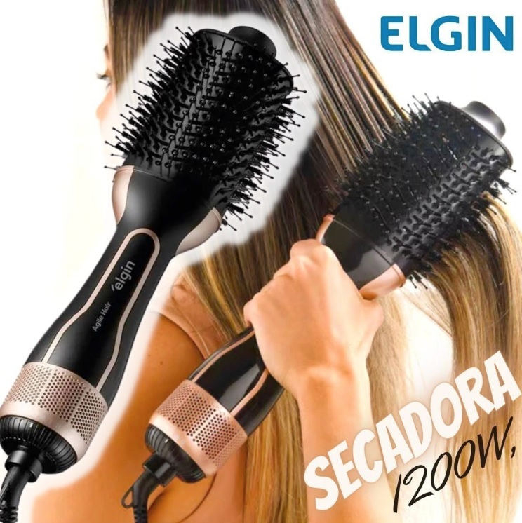 Escova Secadora Elgin Agile Hair, 1200W, Bivolt, 3 Níveis de Temperatura, Preto – 42ESEC100000