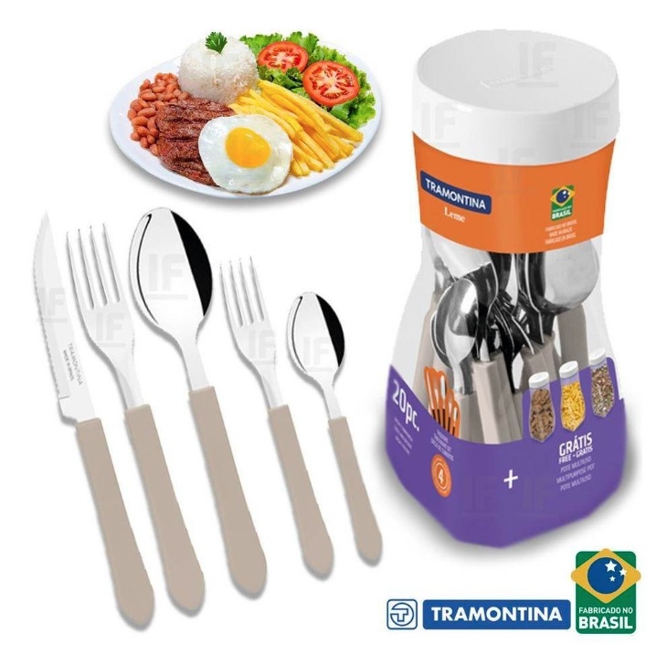 Faqueiro Inox 20 peças Leme Cinza – Tramontina