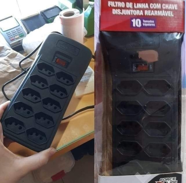 Filtro de Linha com Disjuntor 10T, Force Line, Acessórios para Computador, Preto