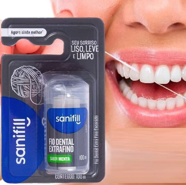 Fio Dental Sanifill Extrafino Sabor Menta 100 metros, Sanifill