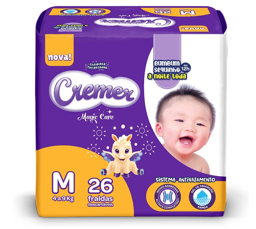 Fralda Cremer, Jumbo, M, 26 Unidades