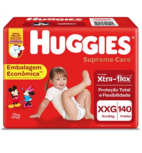 HUGGIES Fralda Supreme Care XXG – 140 fraldas, Cor: Vermelho
