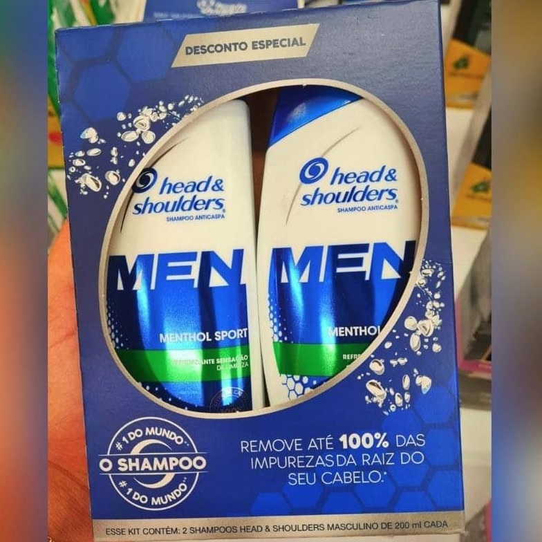 Head & Shoulders – Embalagem Shampoo Anticaspa Masculino Menthol Sport – Embalagem de 2