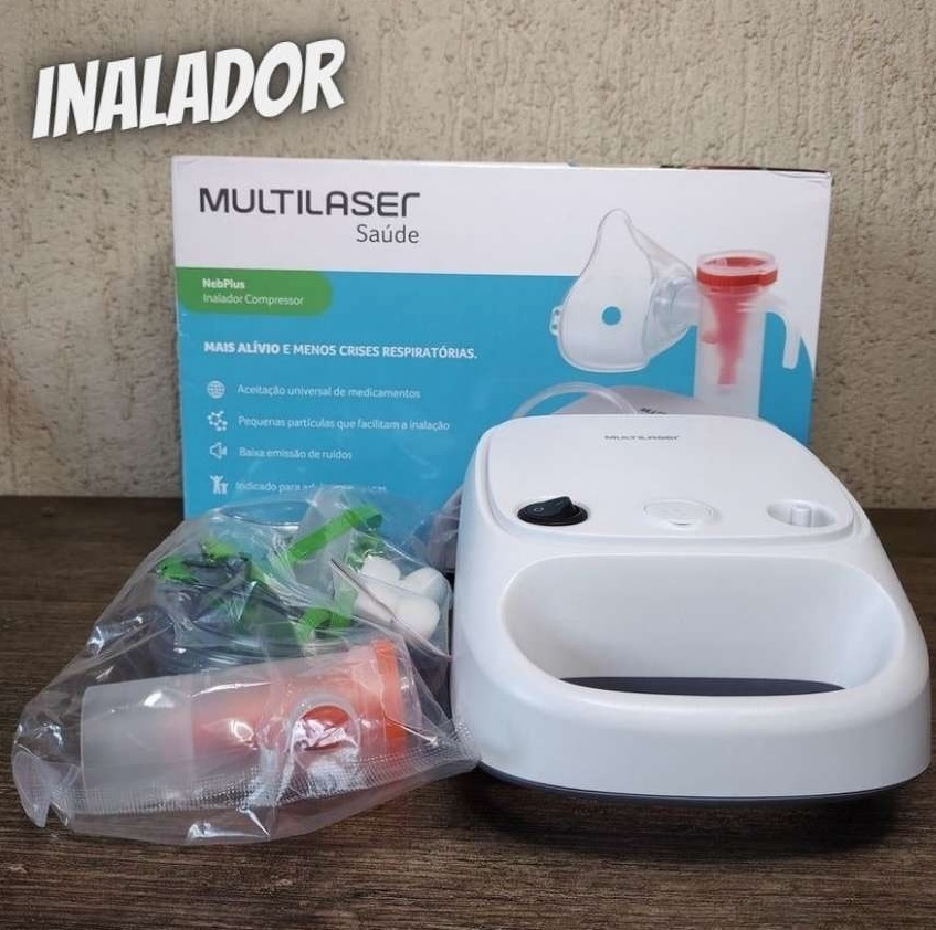 Inalador Compressor NebPlus Bivolt Multilaser Saúde – HC110, Branco