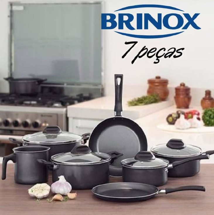 Jogo de Panelas 7 Peças Garlic, Grafite, BRINOX REVESTIDOS