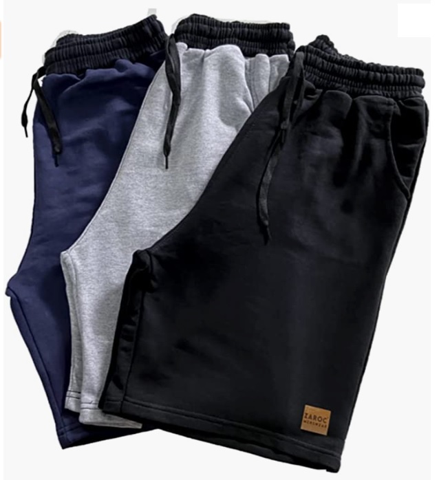 Kit 3 Bermudas Moletom Masculina Academia By Zaroc