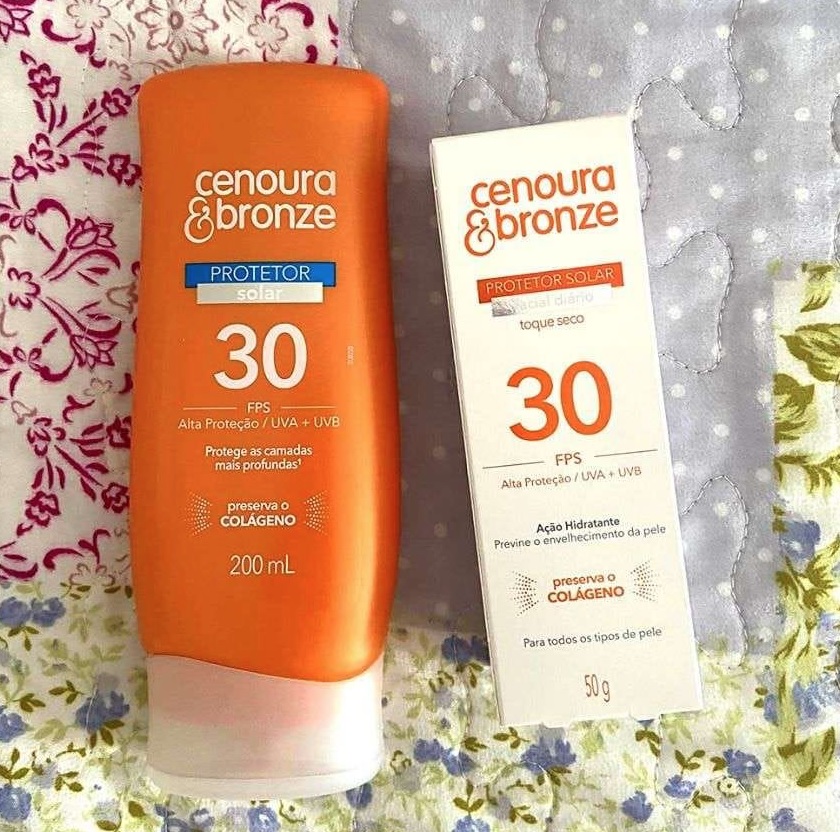 Kit Protetor Solar Cenoura e Bronze Corpo FPS 30 200ml + Facial FPS 30 50g, Cor: Branco