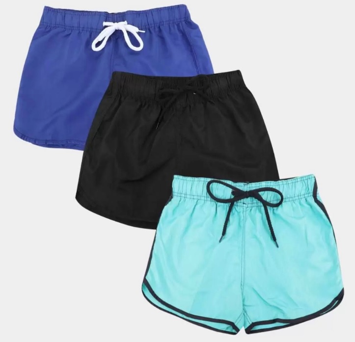 Kit wall feminino kit com 3 shorts lisos-w5002