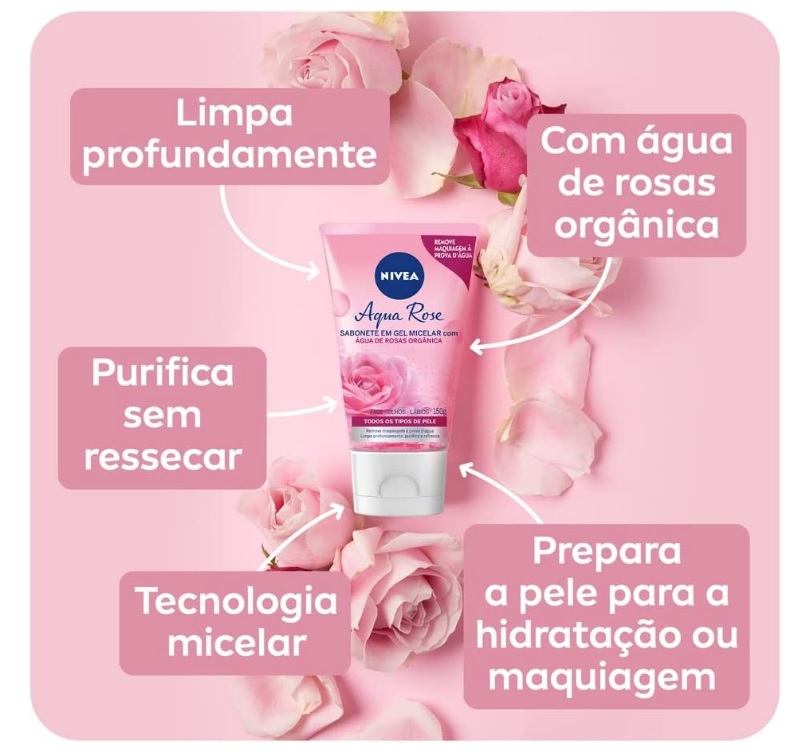 NIVEA MicellAIR Sabonete Gel de Limpeza Facial Água de Rosas 150ml
