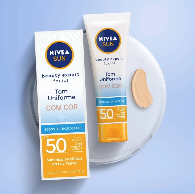 NIVEA SUN Protetor Solar Facial Beauty Expert Com Cor FPS 50 50g
