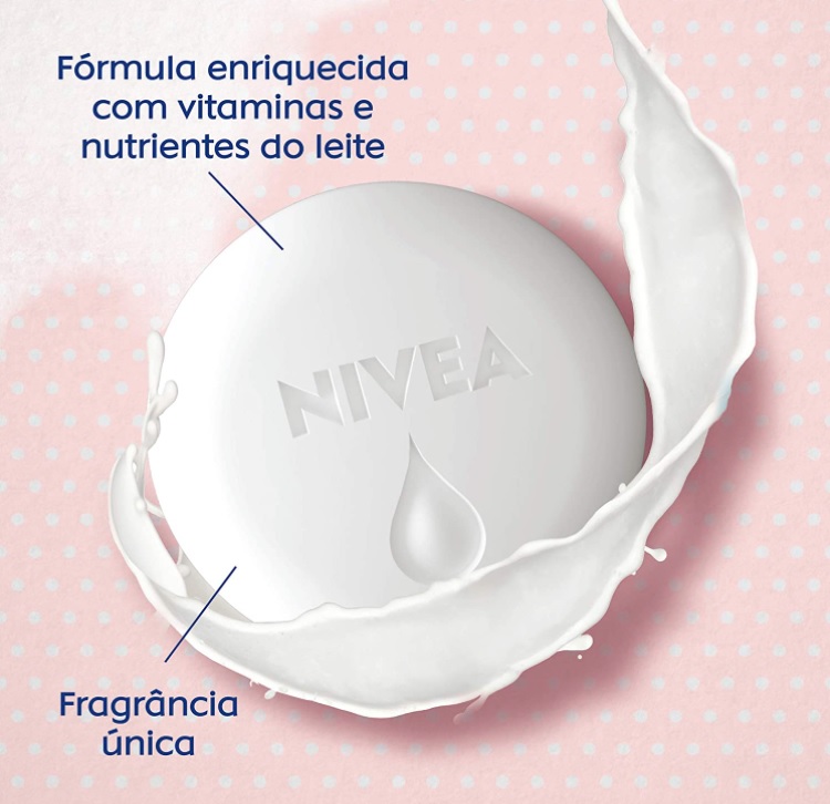 NIVEA Sabonete em Barra Pure Milk Beauty Elixir Sensitive – 90g