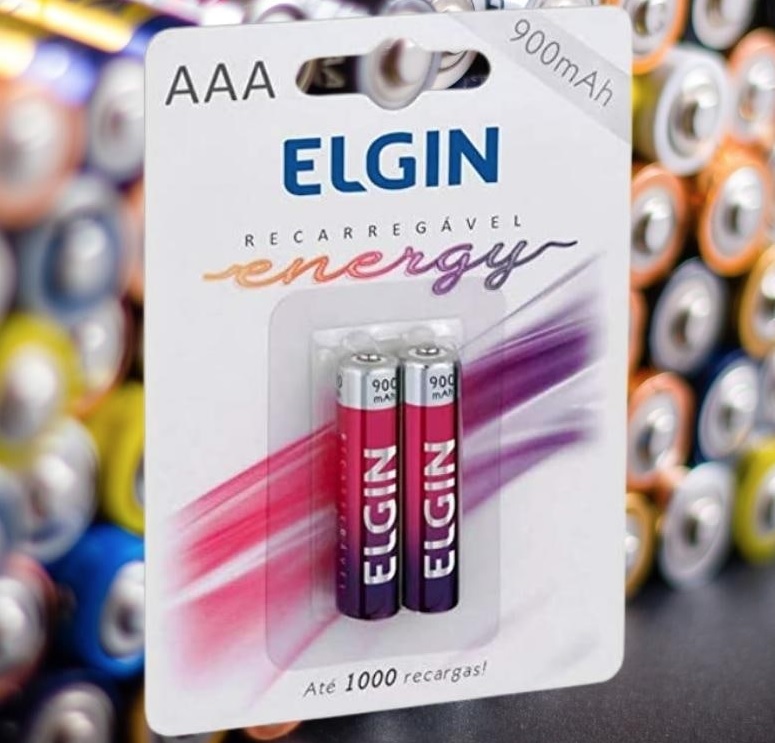 Pilha recarregável Aaa 900mah com 2 unidades Elgin