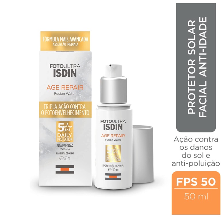 Protetor Solar Facial Antiaging ISDIN Fusion Water5 Stars Age Repair FPS 50