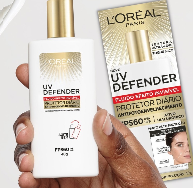 Protetor Solar Facial L’Oréal Paris UV Defender Fluido FPS 60, 40g