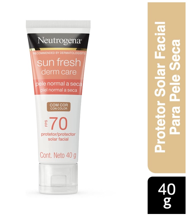 Protetor Solar Facial Para Pele Seca NEUTROGENA SUN FRESH Derm Care Com Cor FPS 70, 40g
