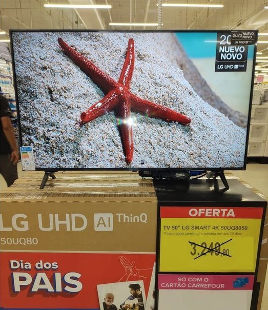 Smart TV 50” 4K LED LG 50UQ8050 AI Processor – Wi-Fi Bluetooth HDR Alexa Google Assistente 3 HDMI