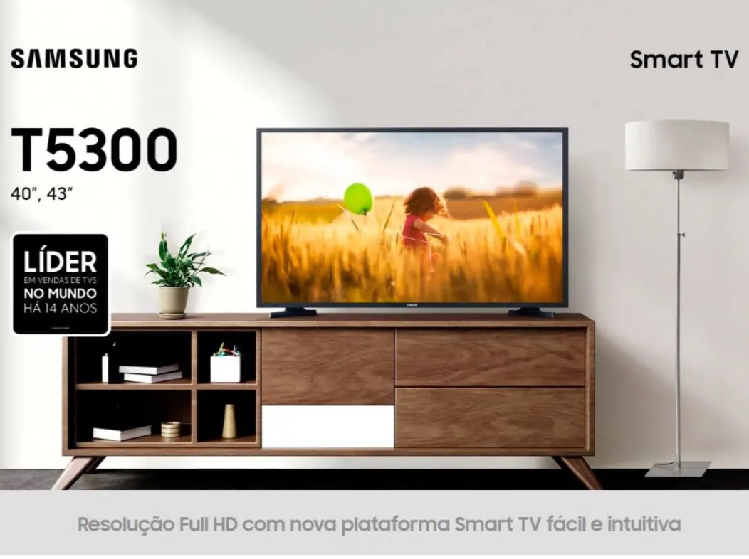 Smart TV LED 43″ FULL HD Samsung UN43T5300AGXZD – Wifi, HDMI