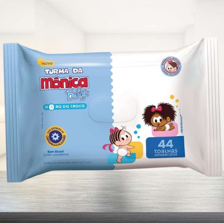 Toalhas Umedecidas Turma da Mônica Baby, Hora da Troca, 44 unidades, Turma da Mônica Baby, Azul
