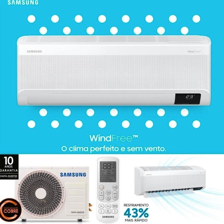 Ar Condicionado Split Inverter WindFree Connect Samsung 9000 Btus Frio 220V Monofásico AR09BVFAAWK/AZ